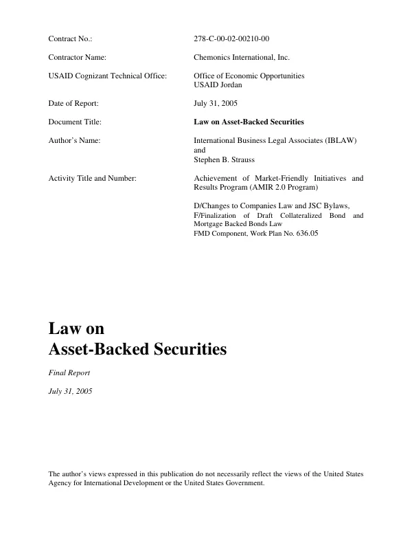 Law on asset-backed securities : final report