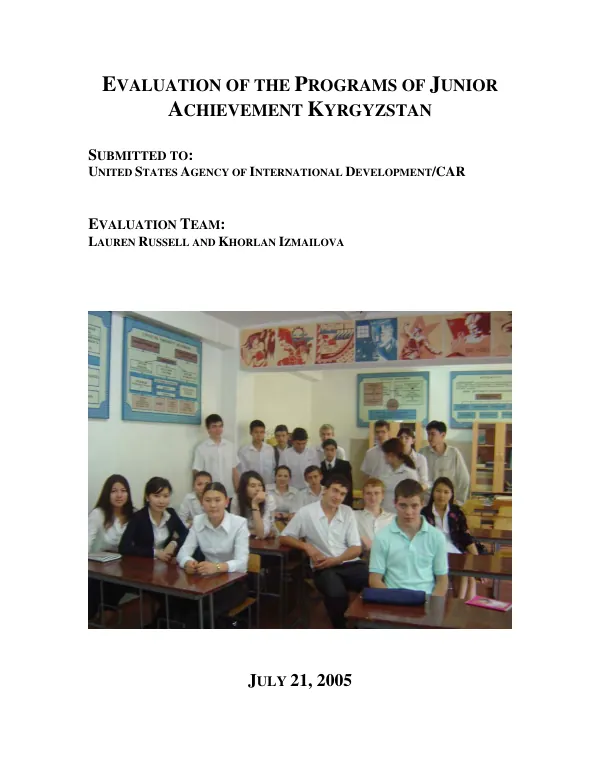 Evaluation of the programs of Junior Achievement Kyrgyzstan