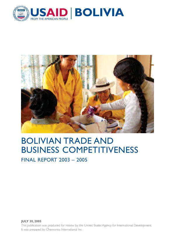 Bolivian trade and business competitiveness : final report 2003-2005