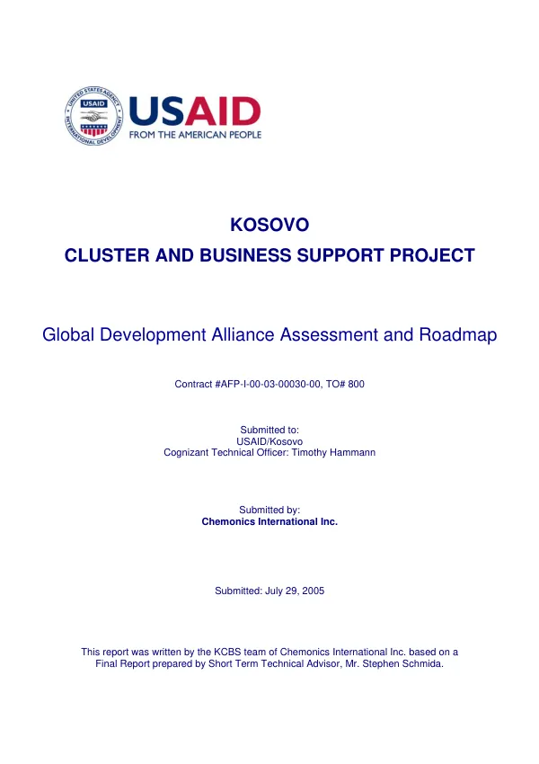 Global development alliance assessment and roadmap