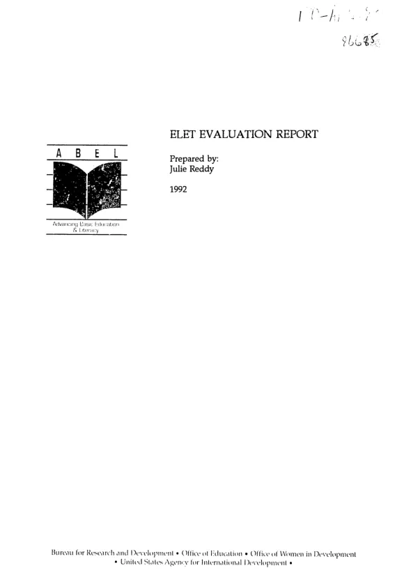 ELET [English Language Education Trust] evaluation report