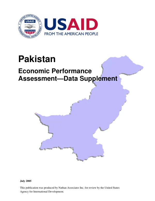 Pakistan economic performance assessment : data supplement