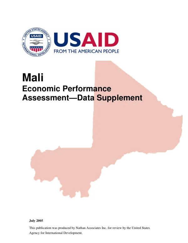 Mali economic performance assessment : data supplement