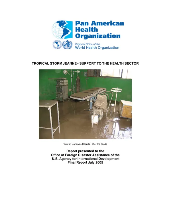 Tropical Storm Jeanne -- support to the health sector