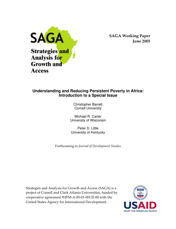 Understanding and reducing persistent poverty in Africa : introduction to a special issue