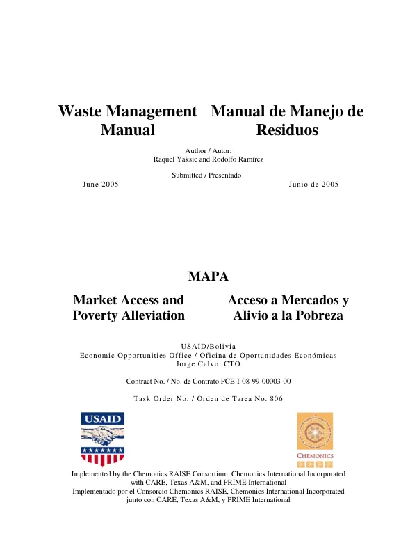 Waste management manual = Manual de manejo de residuos