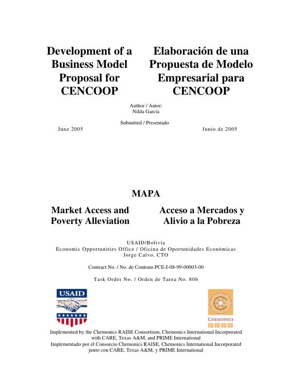 Development of a business model proposal for CENCOOP = Elaboracion de una propuesta de modelo empresarial para CENCOOP