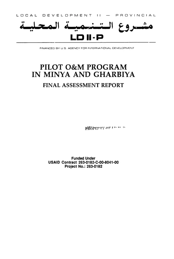 Pilot O&M program in Minya and Gharbiya : final assessment report