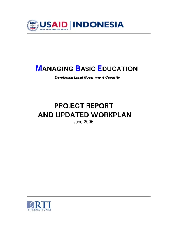 Managing basic education : developing local government capacity -- project report and updated workplan