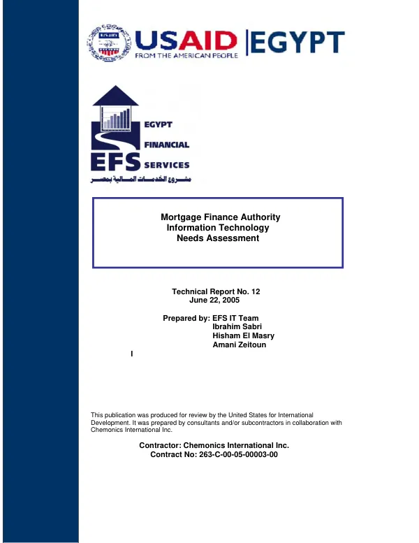 Mortgage Finance Authority : information technology needs assessment