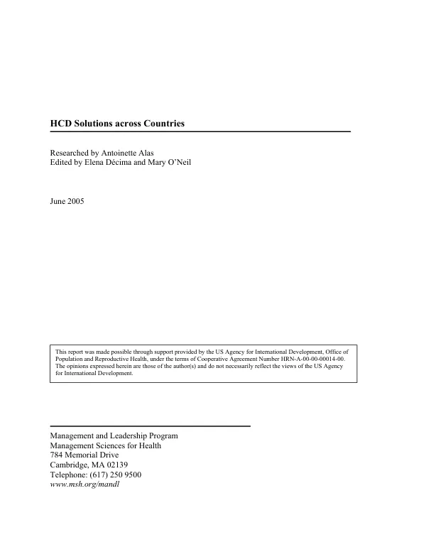 HCD solutions across countries