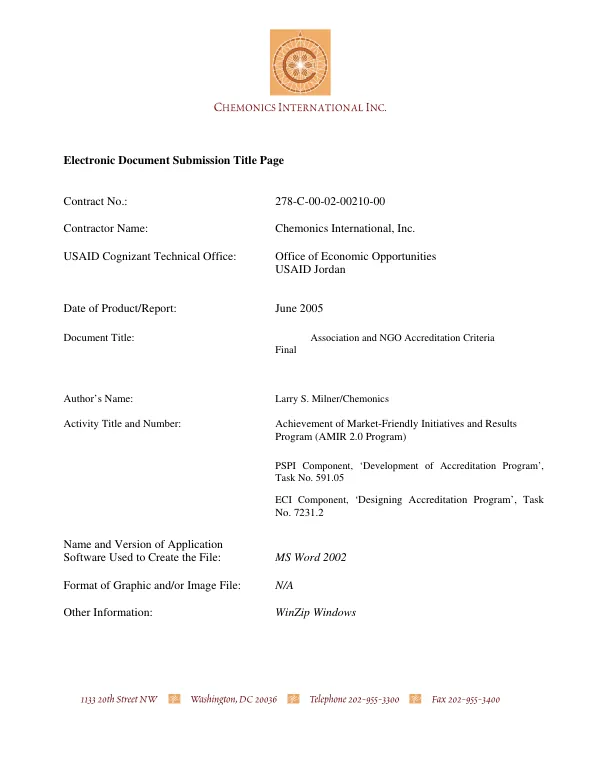Association and NGO accreditation criteria : final report