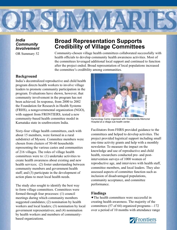 Broad representation supports credibility of village committees