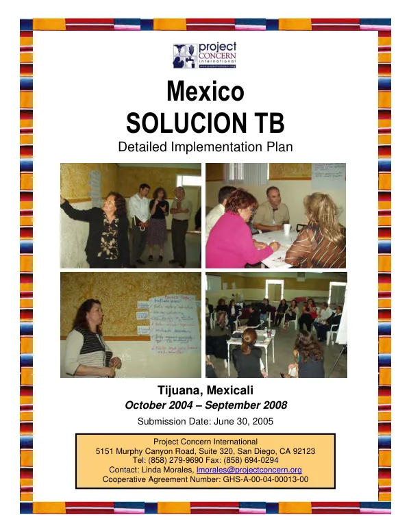 Mexico SOLUCION TB : detailed implementation plan -- Tijuana, Mexicali : October 2004-September 2008