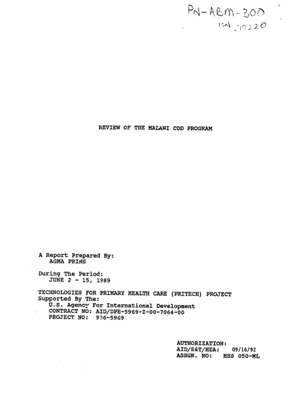 Review of the Malawi CDD program