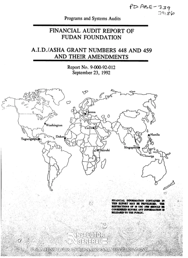 Financial audit report of Fudan Foundation : AID/ASHA grant numbers 448 and 459 and their amendments
