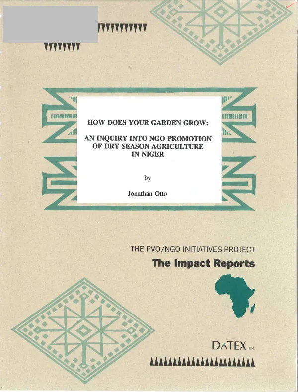 How does your garden grow : an inquiry into NGO promotion of dry season agriculture in Niger