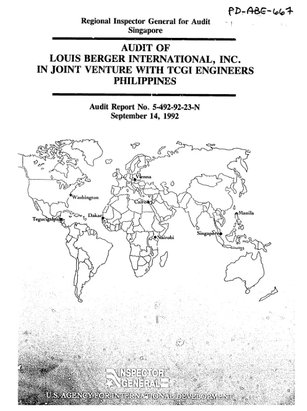 Audit of Louis Berger International, Inc. in joint venture with TCGI Engineers, Philippines