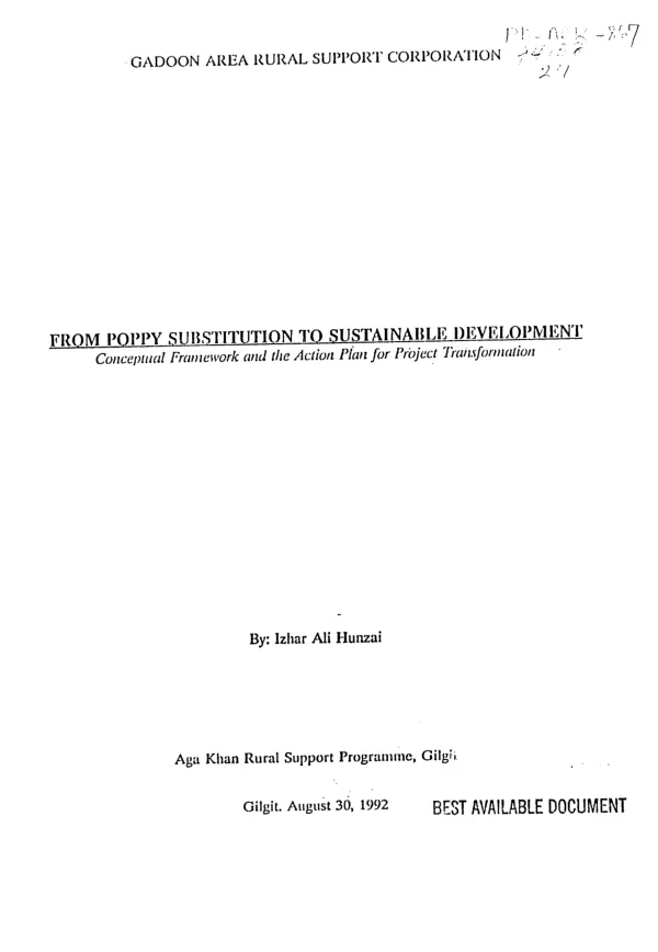 From poppy substitution to sustainable development : conceptual framework and the action plan for project transformation