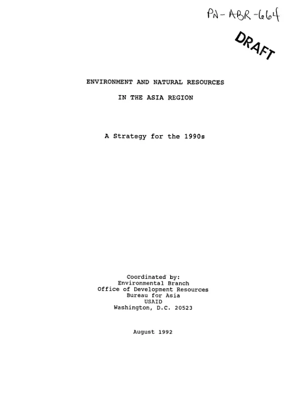 Environment and natural resources in the Asia region : a strategy for the 1990s