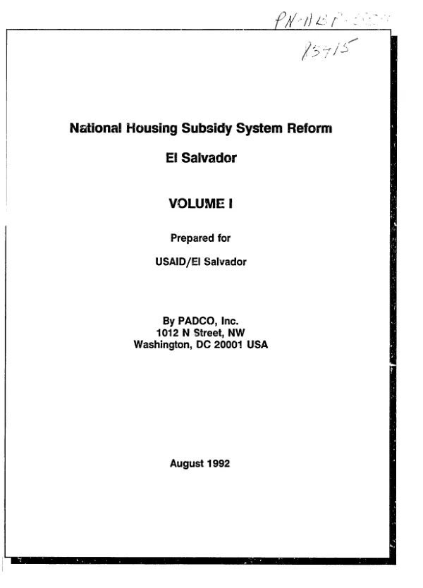 National housing subsidy system reform, El Salvador
