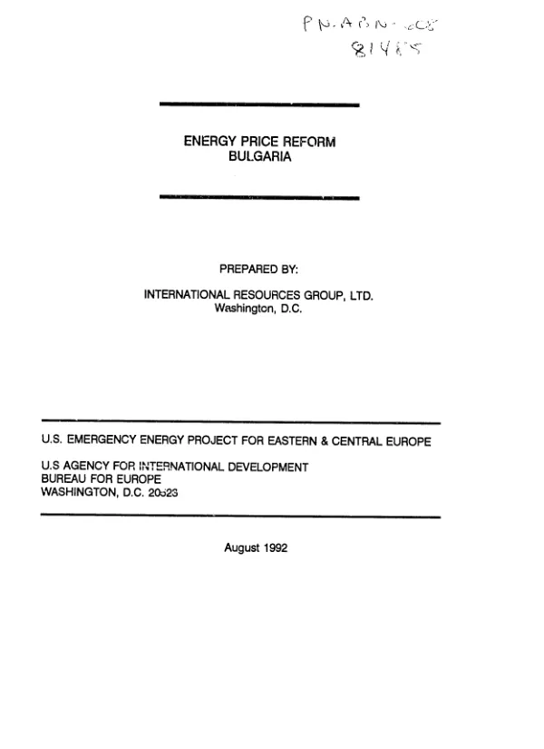 Energy price reform : Bulgaria