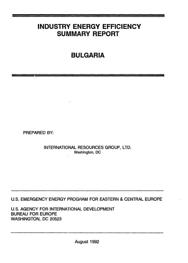 Industry energy efficiency : summary report -- Bulgaria