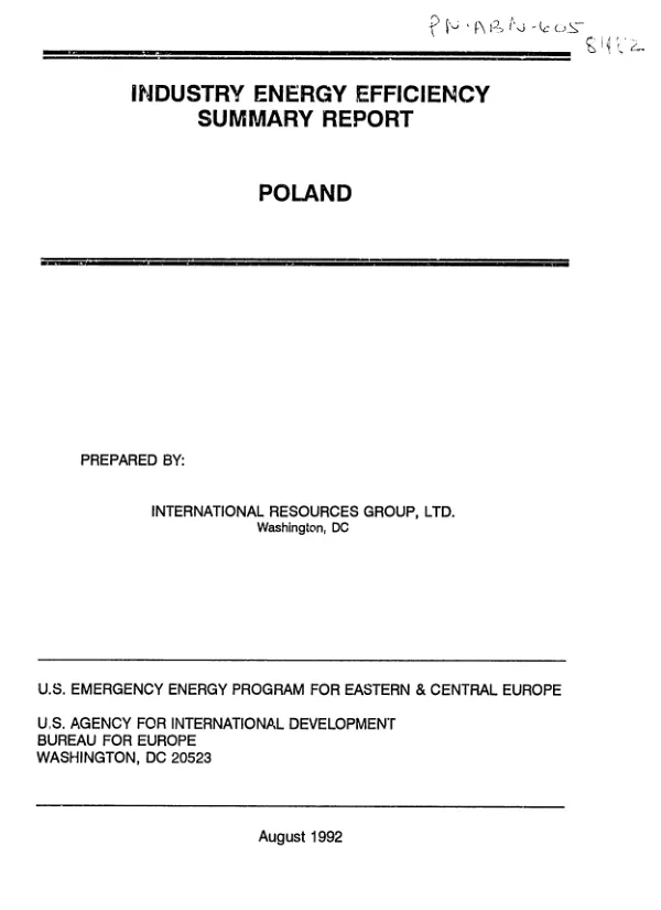 Industry energy efficiency : summary report -- Poland