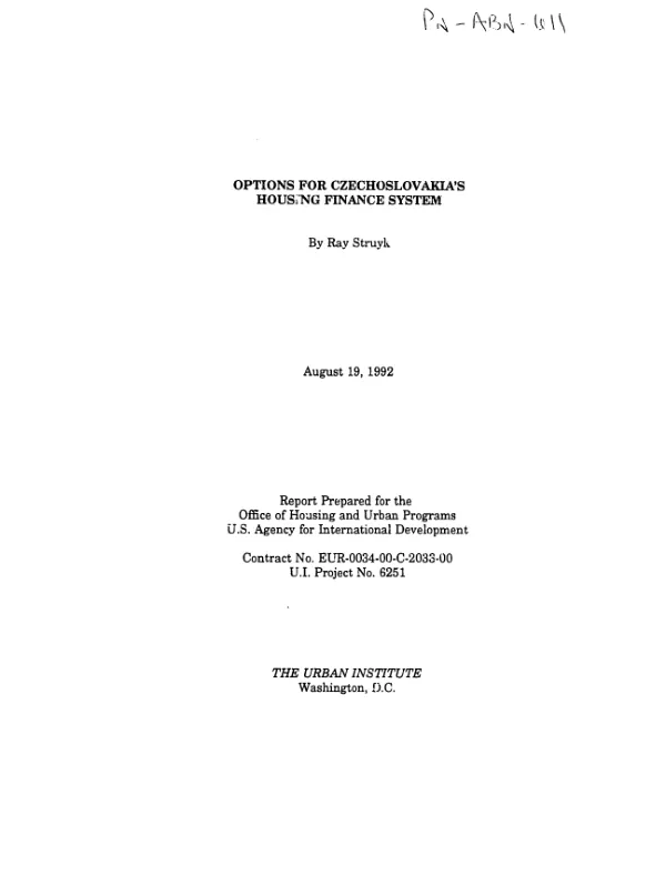 Options for Czechoslovakia"s housing finance system