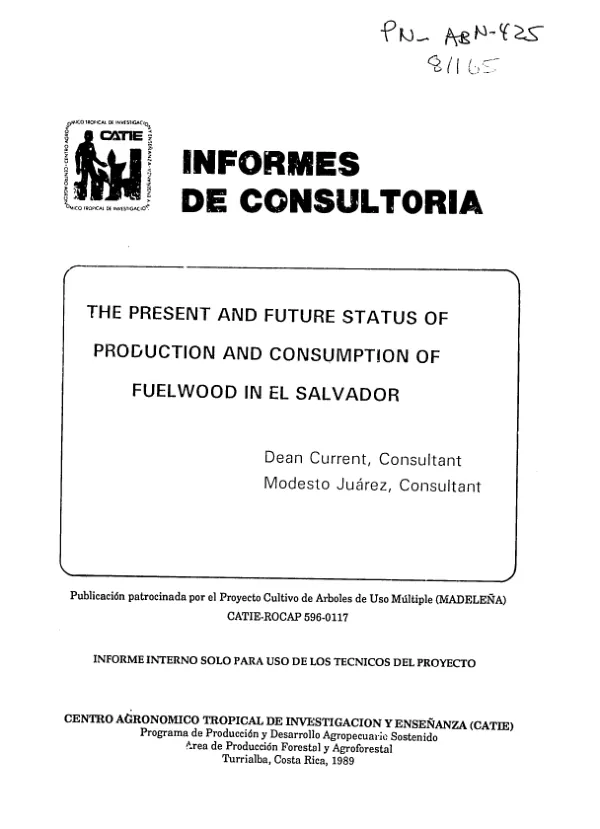 Present and future status of production and consumption of fuelwood in El Salvador