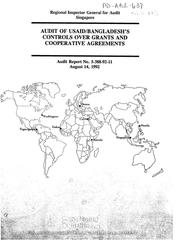 Audit of USAID/Bangladesh"s controls over grants and cooperative agreements