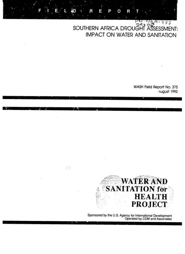 Southern Africa drought assessment : impact on water and sanitation