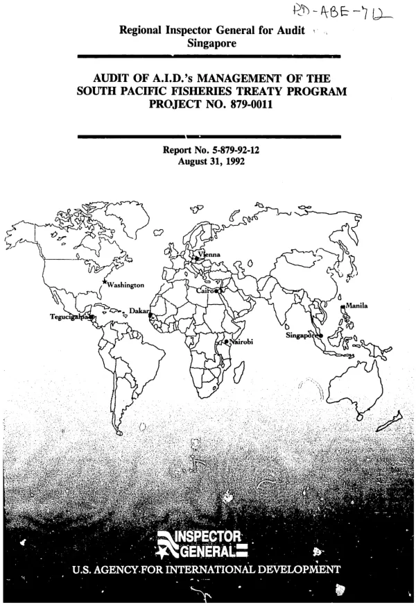Audit of AID"s management of South Pacific Fisheries Treaty Program, project no. 879-0011