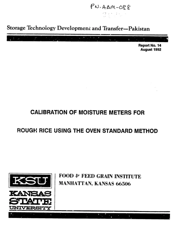 Calibration of moisture meters for rough rice using the oven standard method