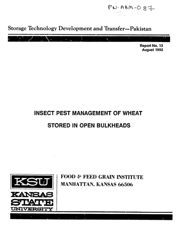 Insect pest management of wheat stored in open bulkheads