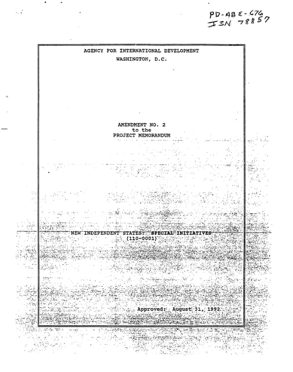 Amendment no. 2 to the project memorandum : New Independent States -- special initiatives (110-0001)