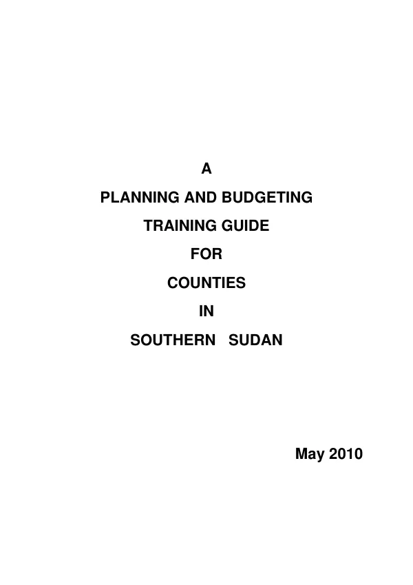 Planning and Budgeting Training Guide for Counties in Southern Sudan