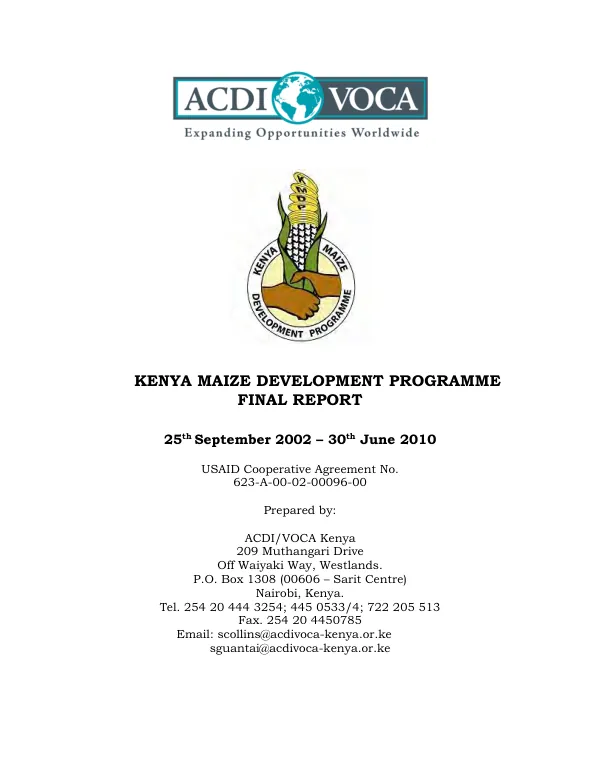Kenya maize development programme : final report -- 25th September 2002-30th June 2010