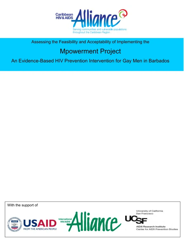 Assessing the feasibility and acceptability of implementing the Mpowerment project : an evidence-based HIV prevention intervention for gay men in Barbados