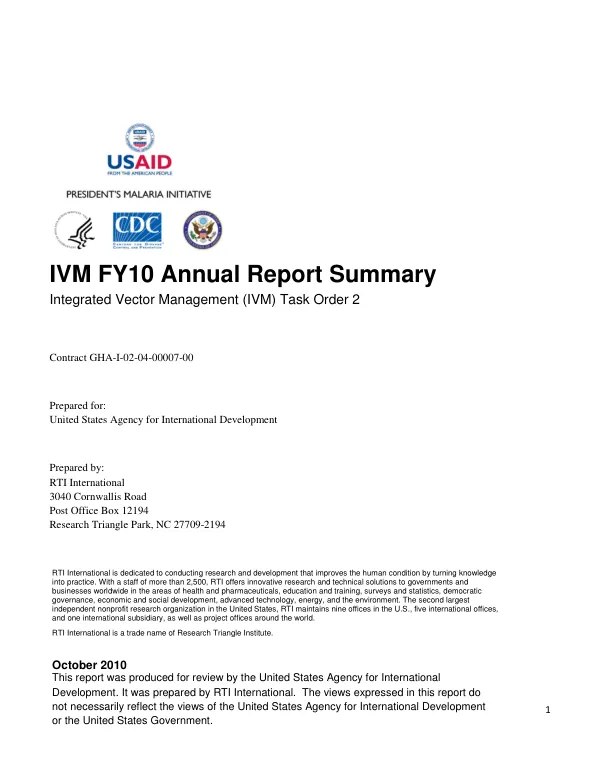 IVM FY10 Annual Report Summary