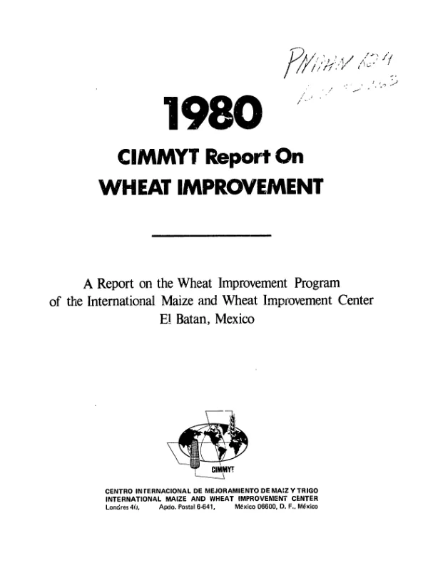 CIMMYT report on wheat improvement 1980