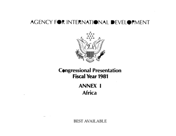 Congressional presentation, fiscal year 1981 : annex I, Africa