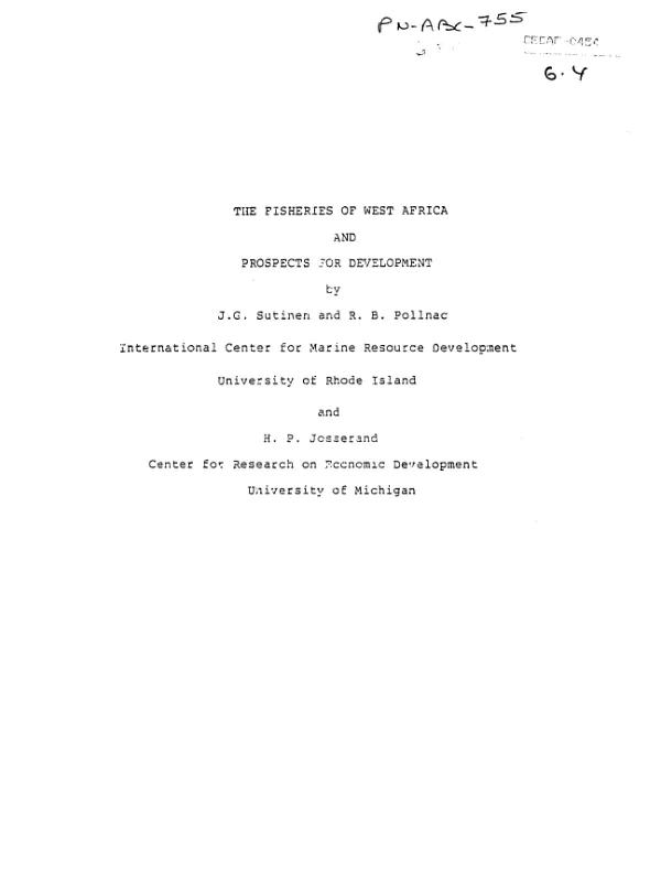 Fisheries of West Africa and prospects for development