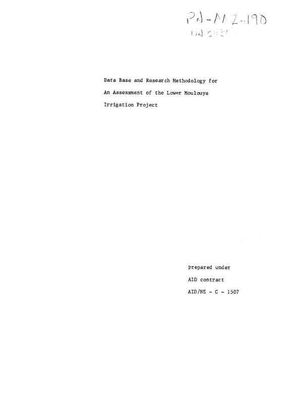 Data base and research methodology for an assessment of the Lower Moulouya irrigation project