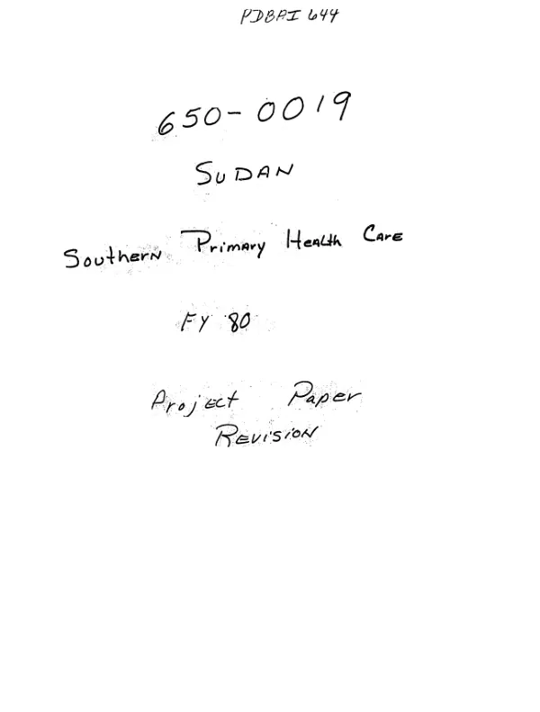 Southern Sudan primary health care : amendment no. 1