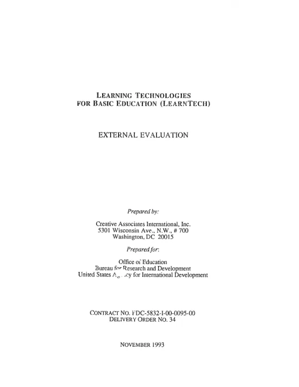 Learning technologies for basic education (LearnTech) : external evaluation