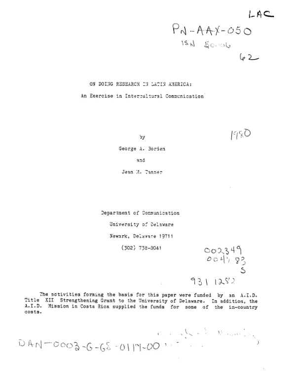 On doing research in Latin America : an exercise in intercultural communication
