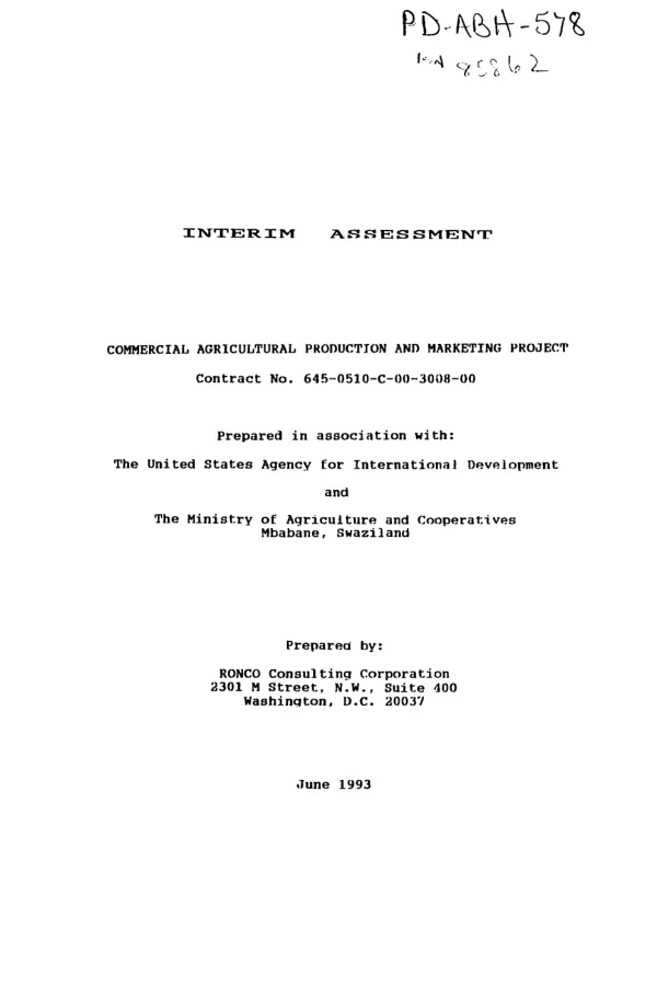 Interim assessment -- commercial agricultural production and marketing project [CAPM], contract no. 645-0510-C-00-3008-00