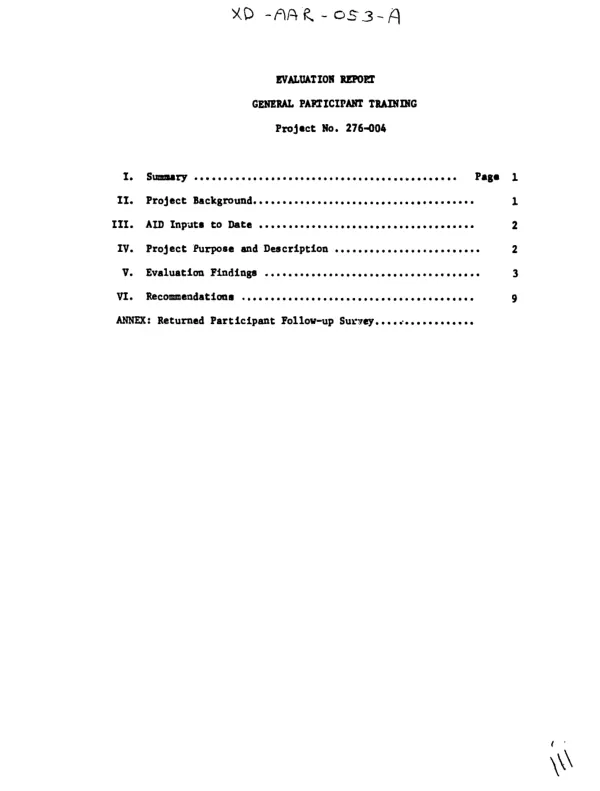 Evaluation report : general participant training