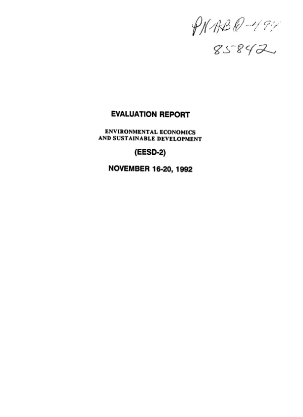 Evaluation report : environmental economics and sustainable development (EESD-2), November 16-20, 1992